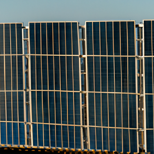 צילום של פאנלים סולאריים על גג, לוכדים אור שמש כדי להפעיל את מערכת חימום המים הסולארית המרכזית.