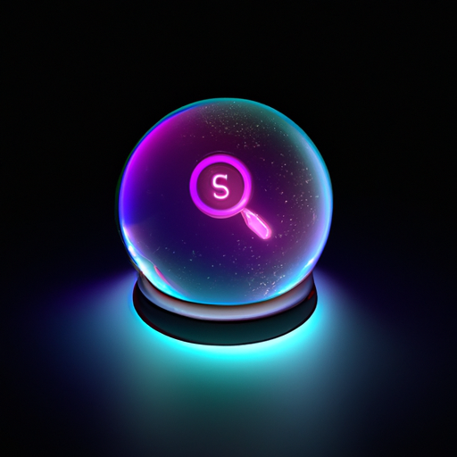 כדור בדולח עם סמלי חיפוש קולי בפנים, המייצג את עתיד הטכנולוגיה