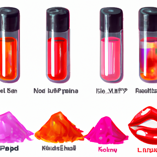 תמונה המתארת תרכובות כימיות שונות המשמשות בצבעי שפתיים פיגמנטים.