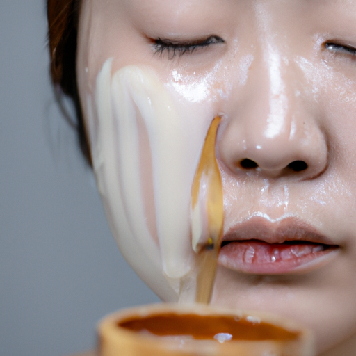 אישה מורחת מסכת פנים דבש מנוקה