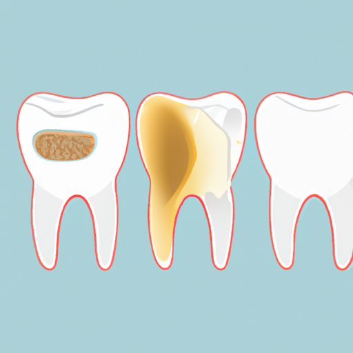 איור המשווה בין שן בריאה, שן נרקבת ושן לאחר עקירת