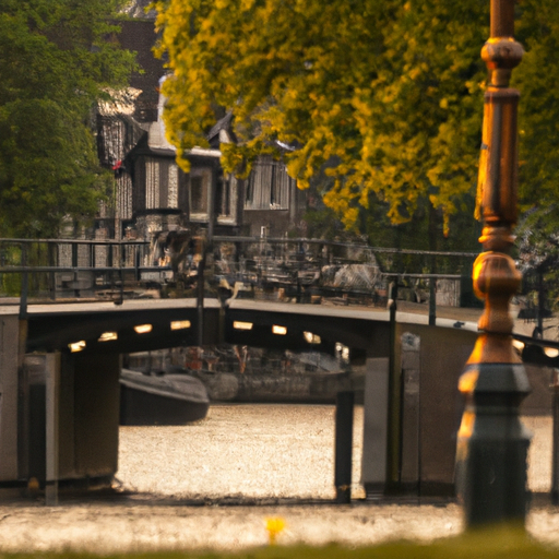 נוף ציורי של התעלות המפורסמות של אמסטרדם, המציג את הקסם והיופי הייחודיים של העיר