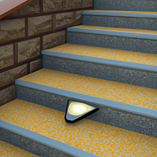 תמונה של מנורה סולארית למדרגות המותקנת על גרם מדרגות