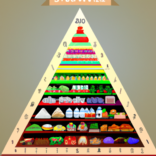 איור של פירמידת מזון עתירת רכיבים תזונתיים.