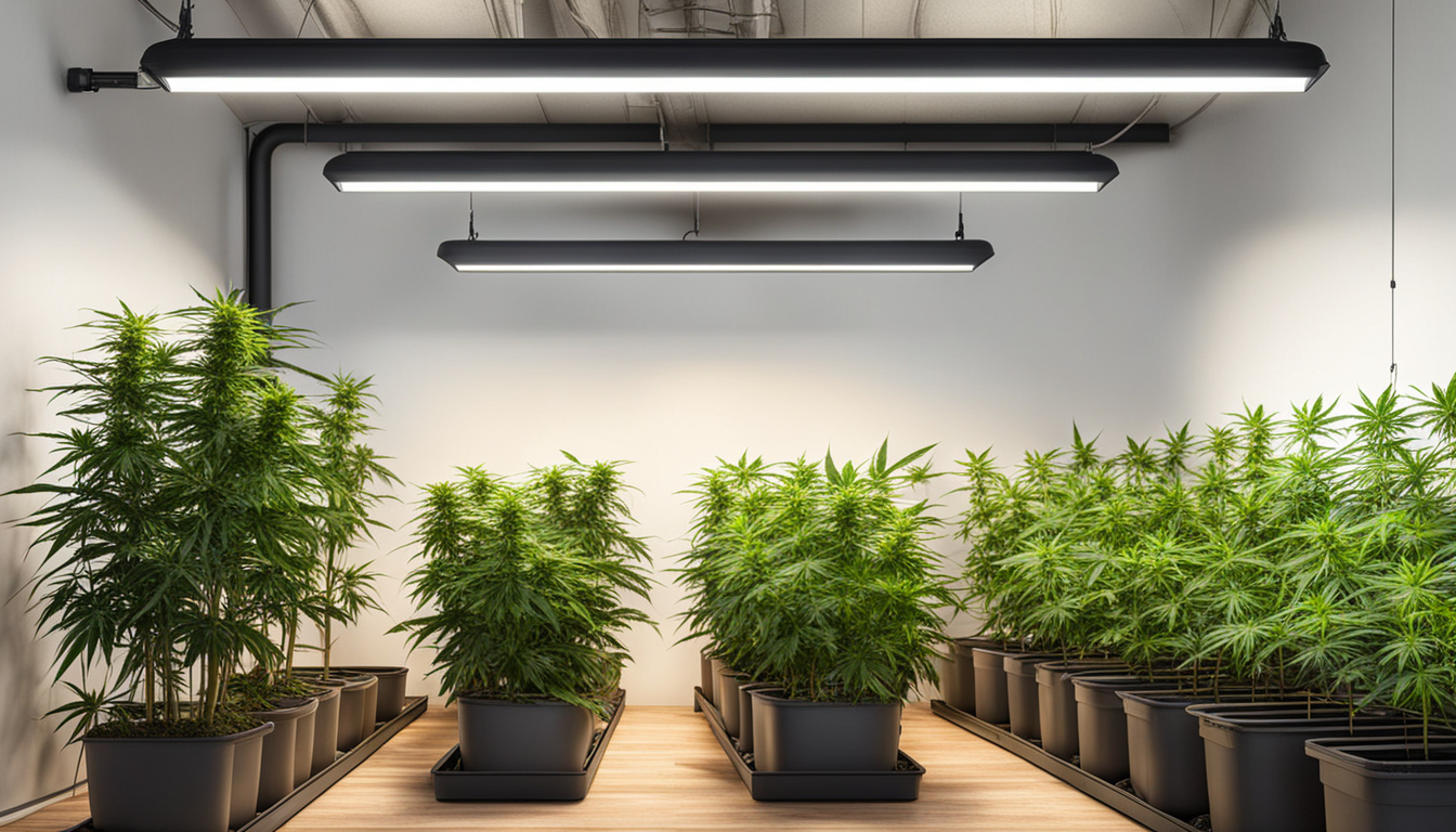 3. Image comparison of different lighting setups for cannabis cultivation