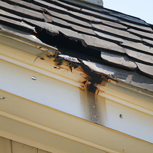 צילום של בית עם נזקי גג הנראים לעין עקב חוסר איטום מתאים.