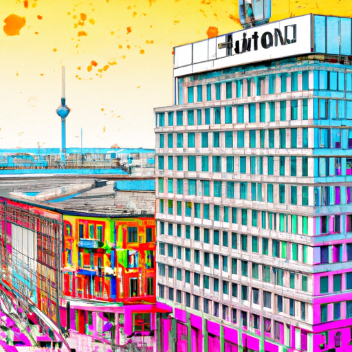 איור של העיר התוססת ברלין, עם המלון בחזית