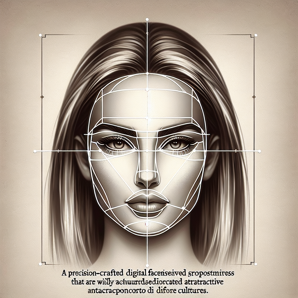 איור שמראה את מאפייני הפנים המושלמות לפי תקן אסתטי.
