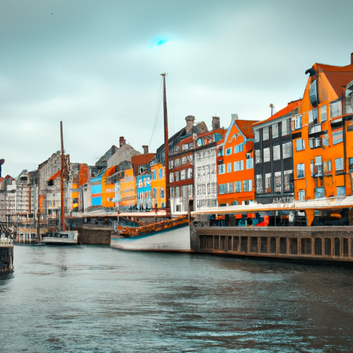 תמונה של נמל Nyhavn האייקוני של קופנהגן, שלאורכו בתים צבעוניים וסירות