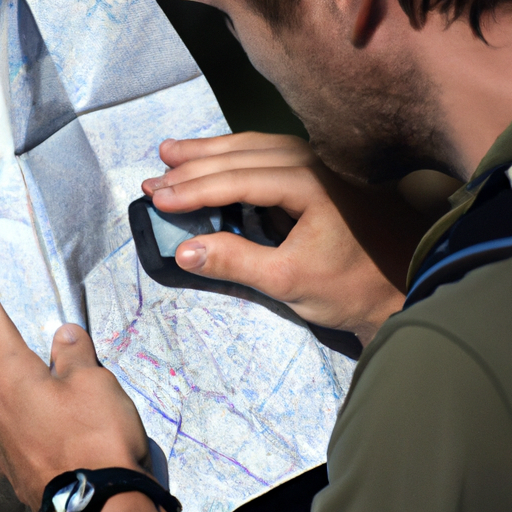 An image showing a hiker with a backpack looking at a map and compass, symbolizing the importance of preparation.
