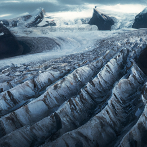 נוף פנורמי של קרחון Vatnajökull, המציג את כיפת הקרח האדירה שלו ואת פסגות ההרים שמסביב
