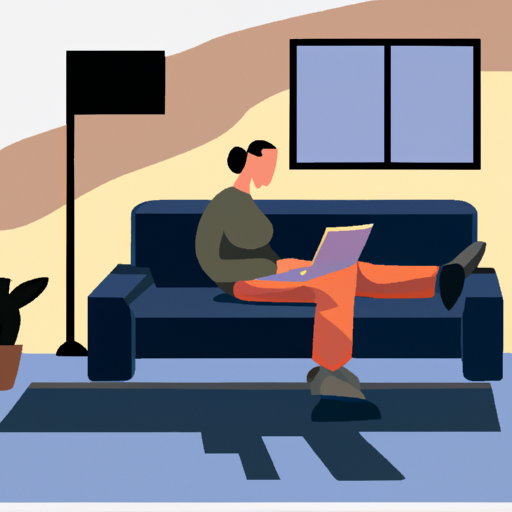 אדם המשתמש במחשב נייד בישיבה על ספה
