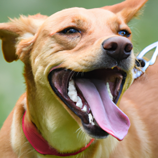 כלב מתנשף מאושר לאחר משחק נמרץ, המדגים את חדוות הפעילות הגופנית.