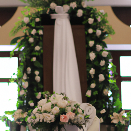 תמונה של סידור פרחים יפה לחתונה.