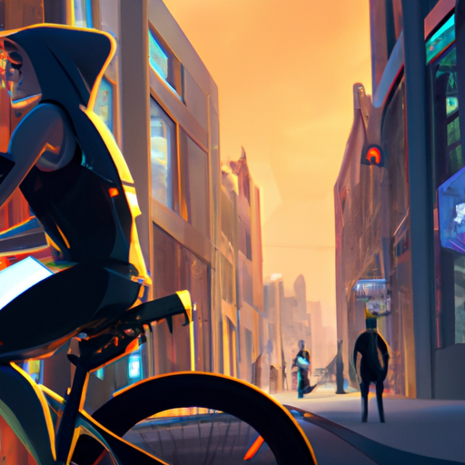 אדם רוכב על אופניים חשמליים ברחוב בעיר