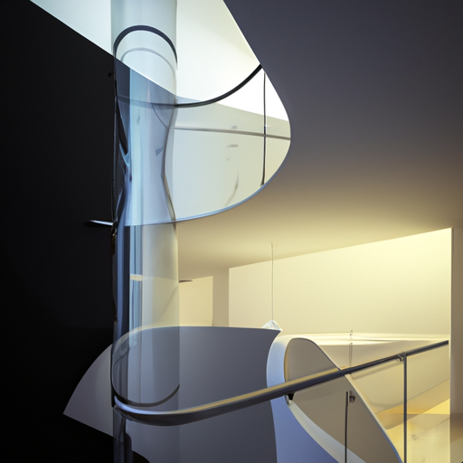 מעקה זכוכית אלגנטי המשפר גרם מדרגות מודרני