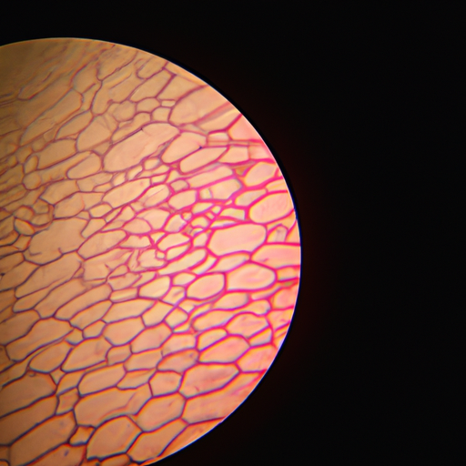 1. מבט מיקרוסקופי של תאי שפתיים המראה פיגמנטציה.