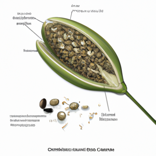 A detailed illustration of a cannabis seed structure