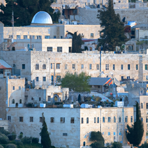 נוף פנורמי של מלון בוטיק השוכן על רקע העיר העתיקה בירושלים.