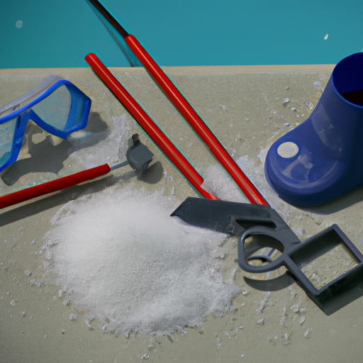 3. תמונה של כלים וציוד שונים המשמשים לתחזוקת בריכת מי מלח.
