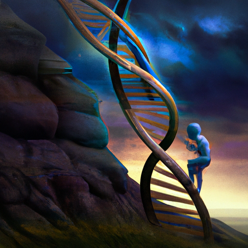 תמונה של גדיל DNA המייצג את הטבע וילד שמטופח על ידי הוריהם