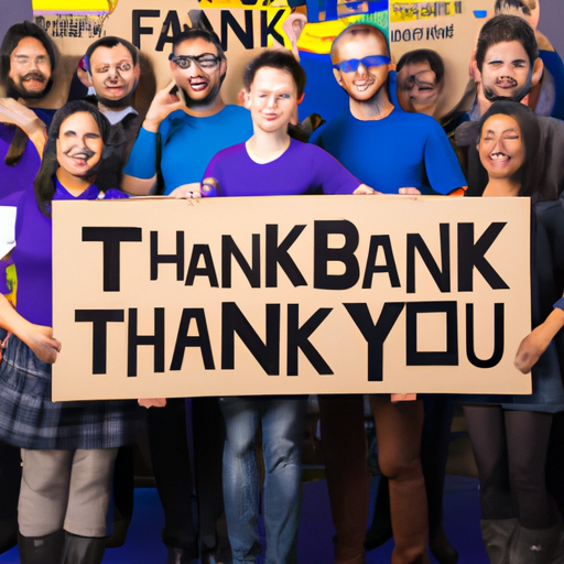 תמונה של קבוצה מגוונת של אנשים אוחזים בשלטים עליהם נכתב "תודה לפייסבוק"