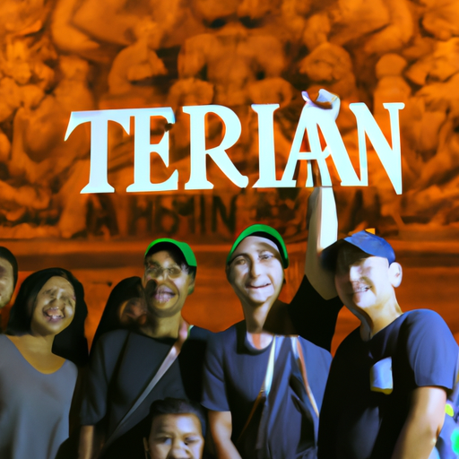 A group photo of happy tourists with Bein Harim Tours' logo in the background.