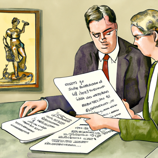 1. איור המתאר זוג העוסק במסמך משפטי, תוך שימת דגש על חשיבות הבנת ההשלכות המשפטיות.