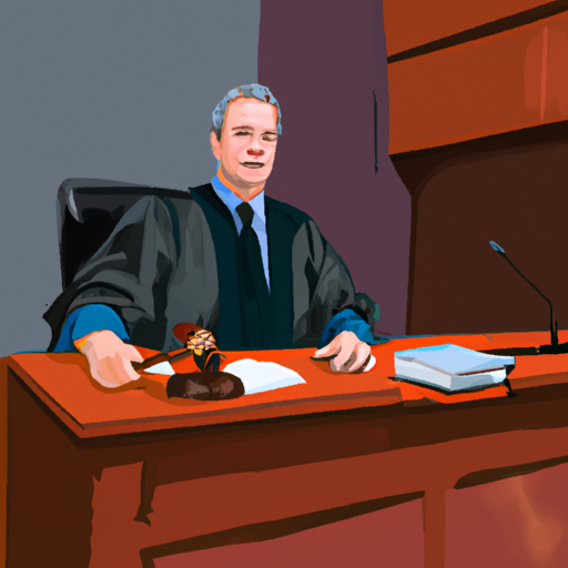 איור של עורך דין לעבודה באולם בית דין, המייצג עובד