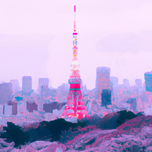 נוף פנורמי של הנוף העירוני של טוקיו בעונת פריחת הדובדבן