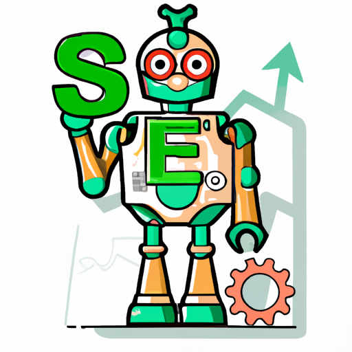 סמל רובוט AI עם סמלים הקשורים ל-SEO