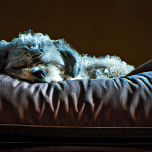 תמונה של כלב ישן בנוחות במיטה המפוארת שלו