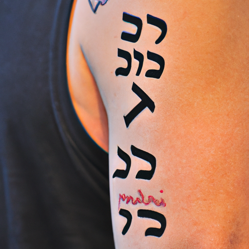 1. An image of a person showcasing their Hebrew tattoo, with the caption - 'A personal expression through Hebrew tattoos.'