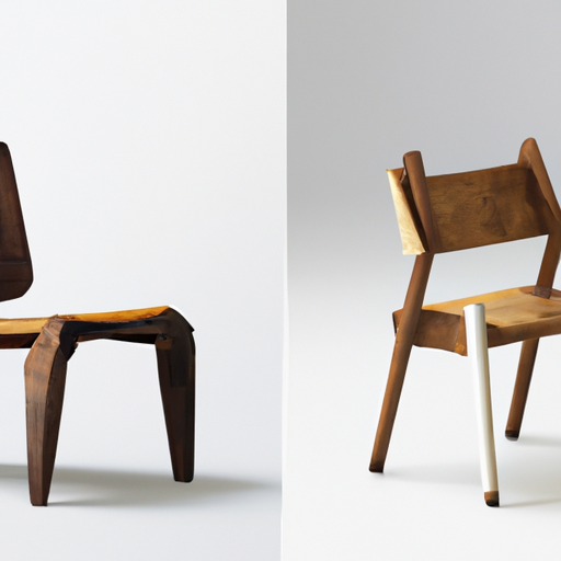 3. תמונה המשווה בין כיסא עץ בעבודת יד לכסא בייצור המוני