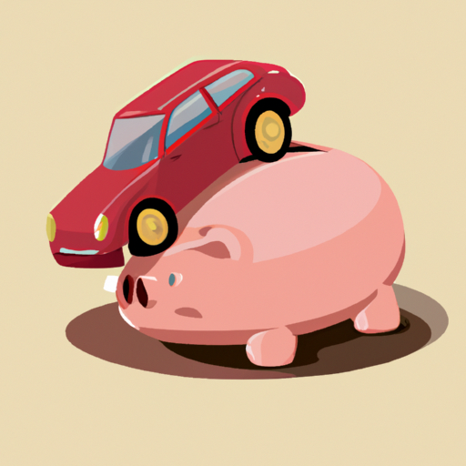קופת חזירים עם מכונית למעלה, המסמלת חיסכון בביטוח רכב