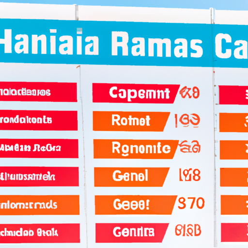 טבלת השוואת מחירים של חברות השכרת רכב שונות בבאטומי
