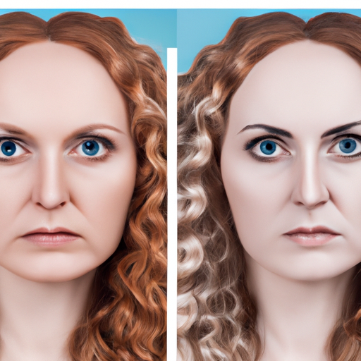 תמונת לפני ואחרי של אישה שעברה הליך קוסמטי לא ניתוחי לקמטים