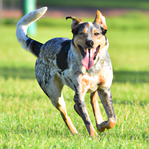 תמונה של כלב רץ בחופשיות בפארק, נראה נלהב ומלא חיים