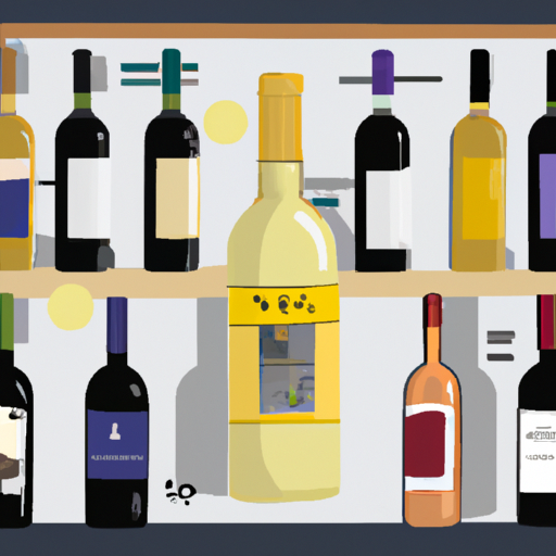 איור של חנות יין מקוונת עם מגוון בקבוקים