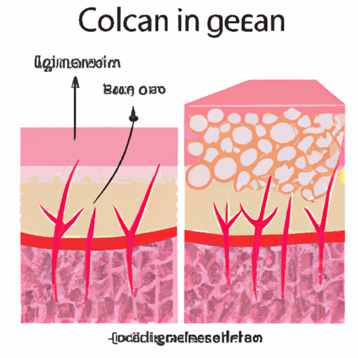 איור של שכבות העור המראה את השפעת ההזדקנות על ייצור הקולגן והאלסטין.