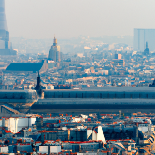 נוף פנורמי של פריז, עם ציוני דרך מפורסמים כמו מגדל אייפל והלובר, הממחישים את סצנת התרבות העשירה של העיר.