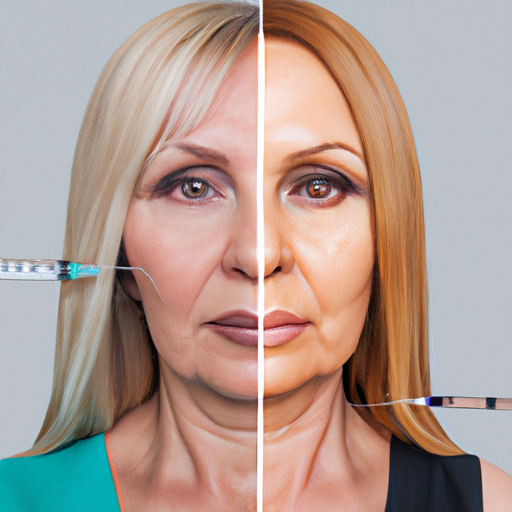 תמונת לפני ואחרי של אישה בגיל העמידה שעברה הזרקת בוטוקס.