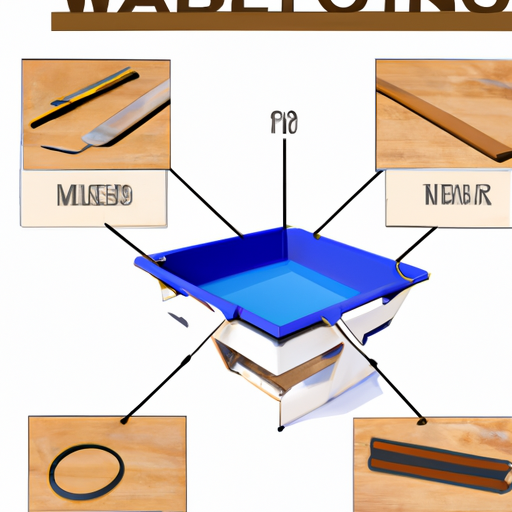 תרשים של כלים וחומרים הדרושים לבניית בריכת עץ