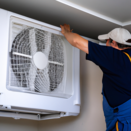טכנאי מזגנים מטפל בבעיה מורכבת במערכת HVAC למגורים.