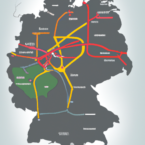 איור של מפת רשת התחבורה הציבורית הגרמנית