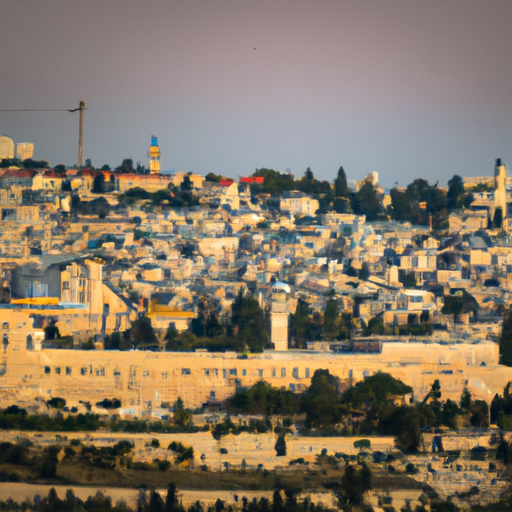 נוף פנורמי של העיר העתיקה בירושלים, המדגיש את חומותיה העתיקות ואת נקודות הציון האייקוניות.