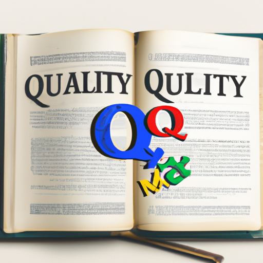 ספר פתוח עם הלוגו של Google Quality Rating Guidelines
