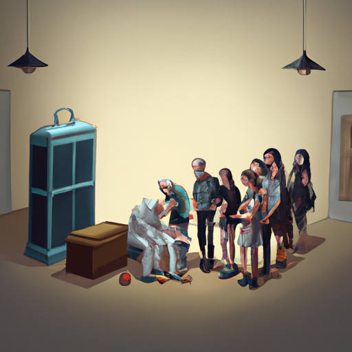 ציור של התכנסות משפחתית סביב קרוב משפחה שנפטר