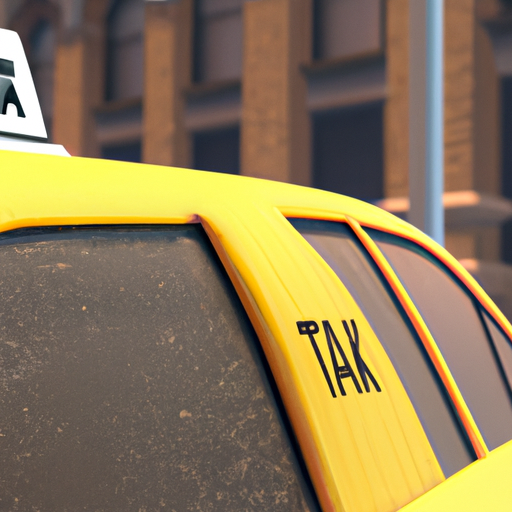 תקריב של מונית צהובה עם לוחית רישוי