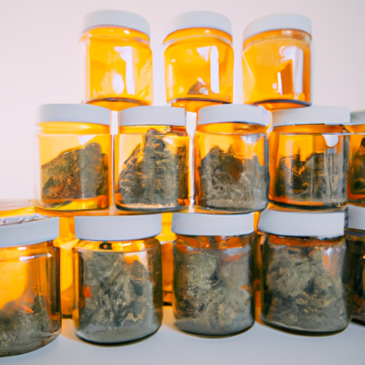 A photo of properly stored, cured cannabis in airtight containers.